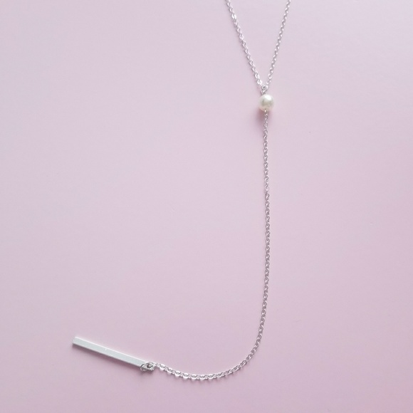 Jewelry - NWOT Silver Fashion Long Y Shape Necklace Pearl